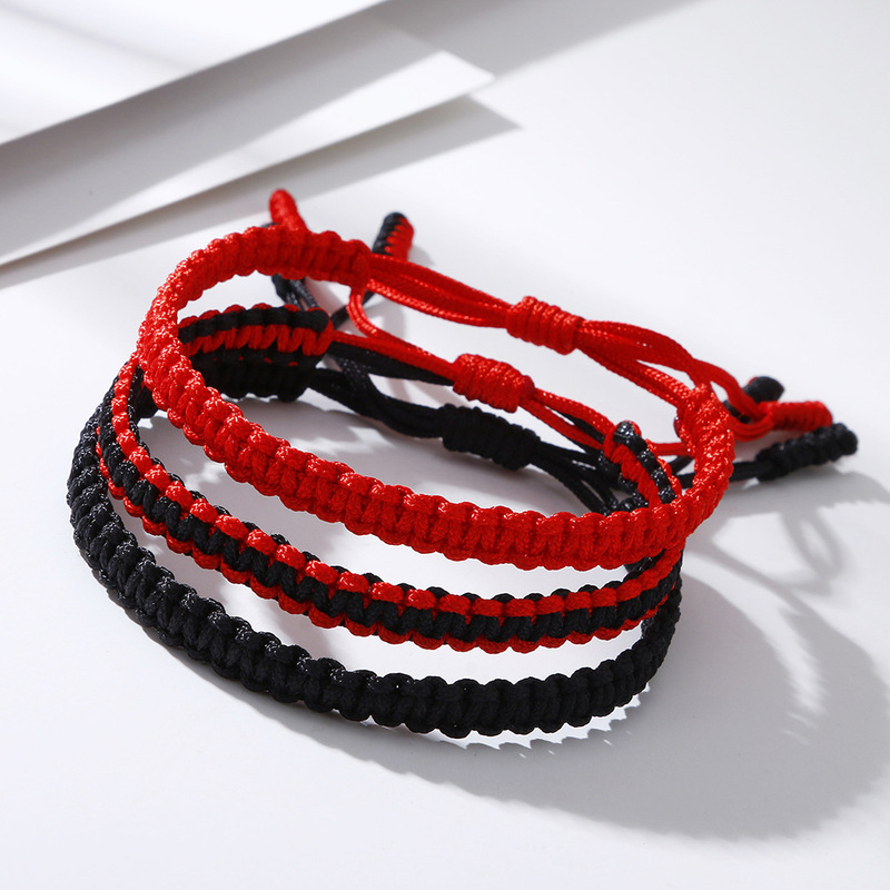 Creative Handmade Woven Hand Rope Two-Color Stacked Dopamine Bracelet Adjustable Hand Jewelry Foreign Trade Spot Creative Handmade Woven Hand Rope Two-Color Stacked Dopamine Bracelet Adjustable Hand Jewelry Foreign Trade Spot