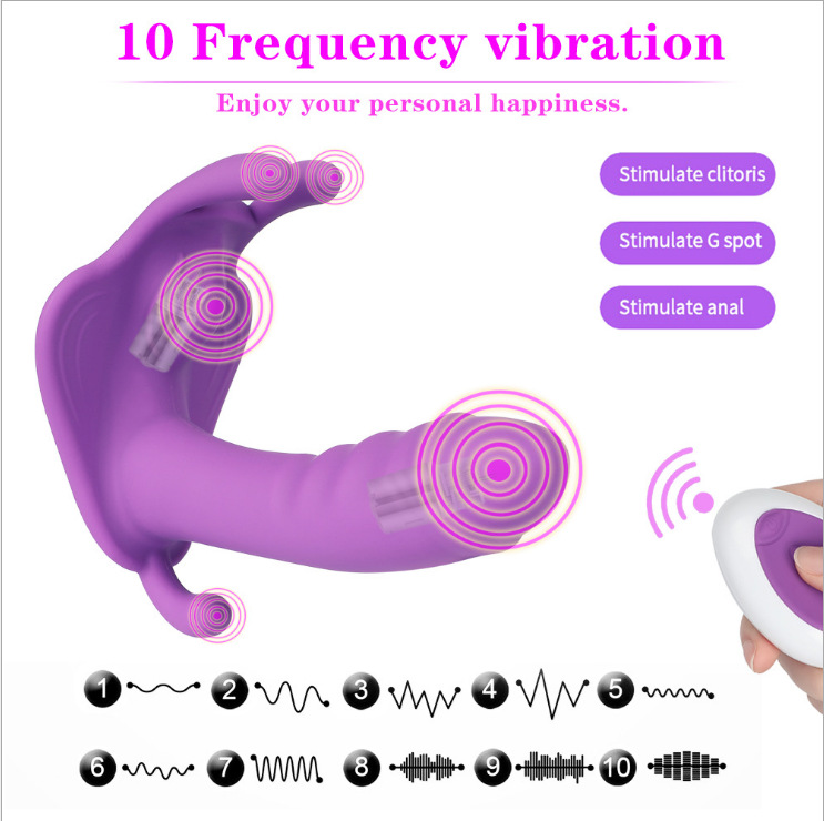 Female Wearable Butterfly Simulation Dildo Wireless Remote Control Vibrator Sex Toy Hot-Selling Adult Product_voghion.com