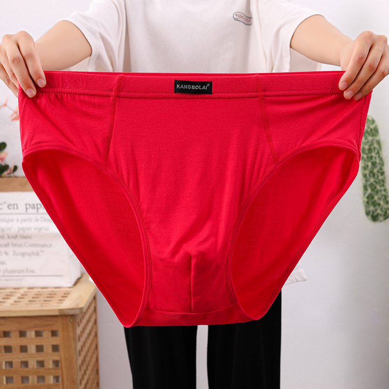 Loose Fat Guy Plus Size Men's Underwear Bamboo Fiber Modal Red Benmingnian Briefs Sexy Breathable Briefs