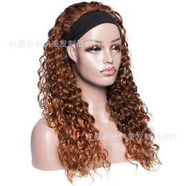 欧美女士头巾假发长卷化纤假发头套跨境货源厂家批发headbandwigs