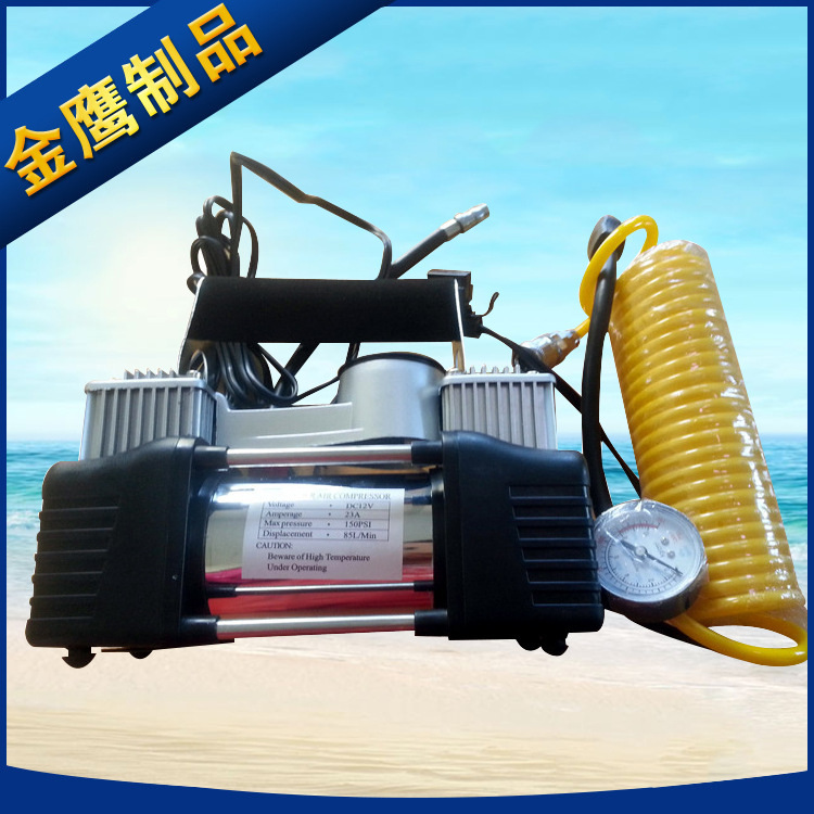 厂家供应金属车载充气泵余姚车载气泵批发双缸充气泵