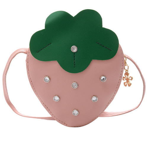 Children's Bags 2024 New Strawberry Bag Fashionable Chain Crossbody Shoulder Bag Cute Princess Girl Small Shoulder Bag