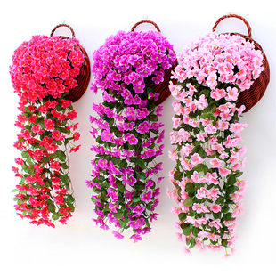 Simulation violet wall hanging hanging orchid large hydrangea fake flower plastic flower silk flower vine rattan balcony wedding decoration