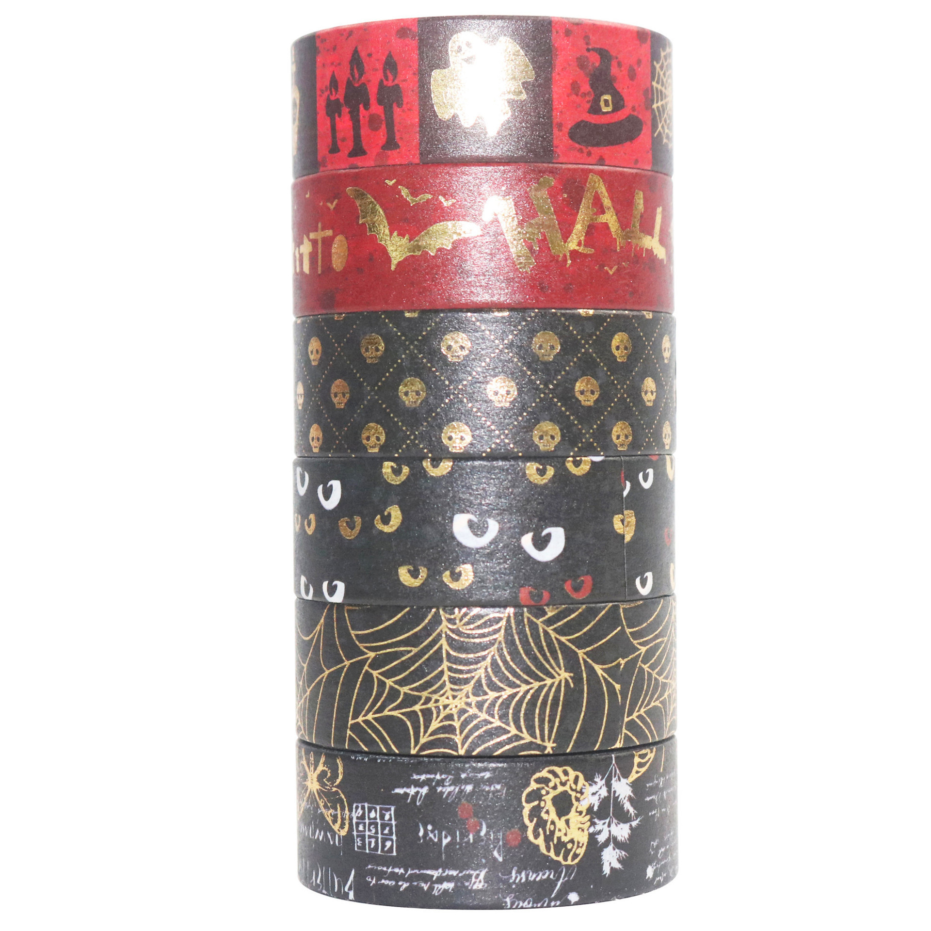 Custom Handmade Halloween Gold Foil and Paper Tape Creative Journal Diary Tape Sticker DIY Decorative Sticker Wholesale