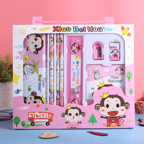 Elementary school student gift pack, cute cartoon stationery 8-piece set, gift box prizes, creative stationery set combination