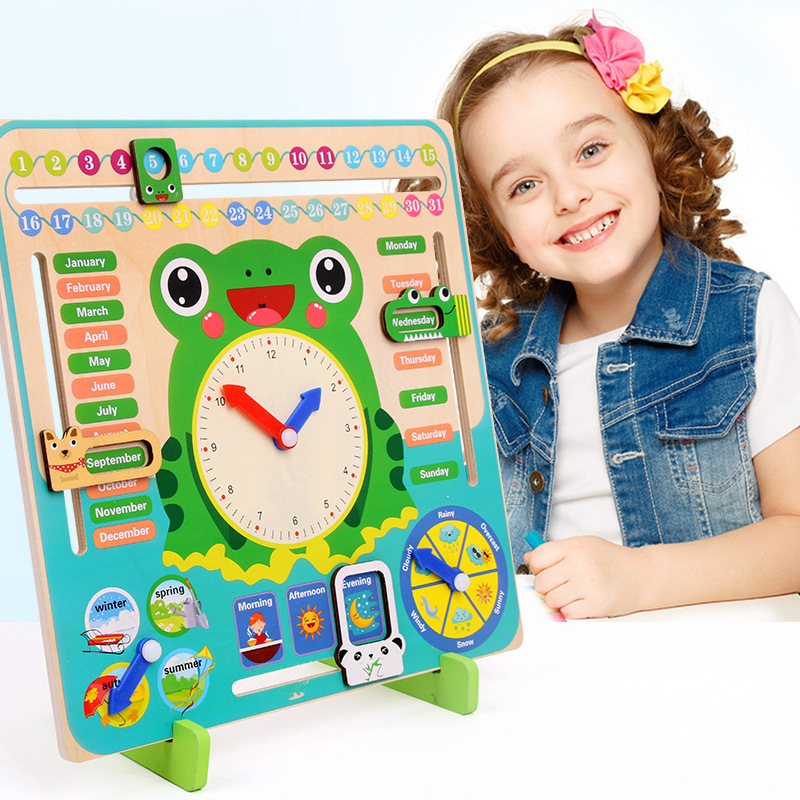 Nuevo reloj de calendario meteorológico vertical siete en uno transfronterizo para niños de 3 a 6 años de edad Four Seasons tiempo juguete cognitivo 6