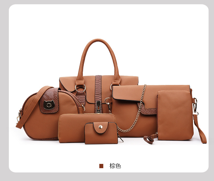 Juego de bolsos para mujer 6 piezas – bolso de hombro, mano y bandolera, estilo europeo, gran capacidad