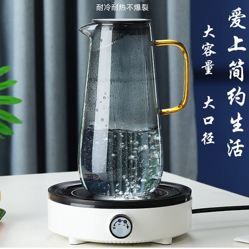 Glass kettle household high temperature resistant Nordic creative explosion-proof juice kettle with lid filter herbal teapot cup set