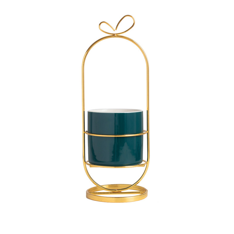 Hierro suculento soporte florero maceta cerámica chapado en oro maceta soporte planta verde flor artificial decoración del hogar
