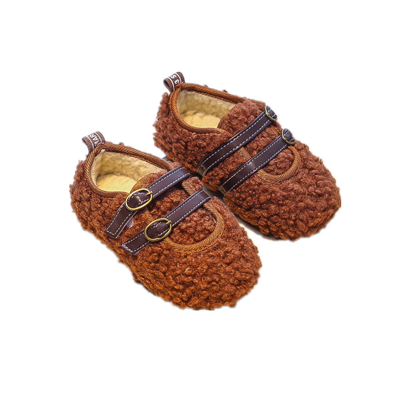 Zapatos de Invierno 2024 para Niñas, Zapatos Cálidos de Lana para Niñas, Mocasines de Lana de Cordero para Bebés, Algodón Grueso para Mayor Calidez