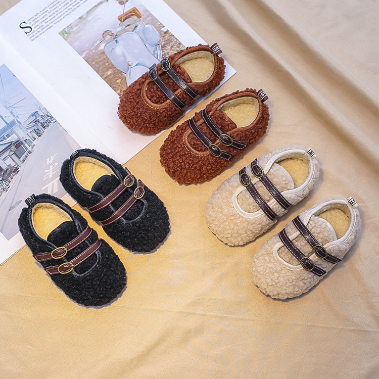 Zapatos de Invierno 2024 para Niñas, Zapatos Cálidos de Lana para Niñas, Mocasines de Lana de Cordero para Bebés, Algodón Grueso para Mayor Calidez