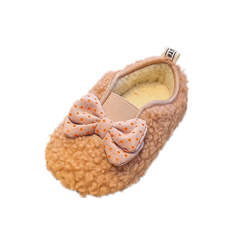 Zapatos de lana de cordero para niñas zapatos de otoño e invierno para niñas forrados de lana para niñas zapatos de felpa para niños pequeños zapatos de algodón para niños medianos para entrega