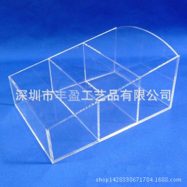 批发茶楼用亚克力茶叶盒 梯形有机玻璃分格茶包盒