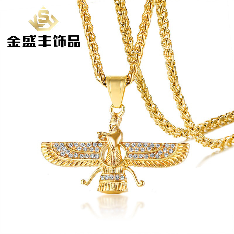 Men's pendant titanium steel rhinestone Soloasist symbol Farava…