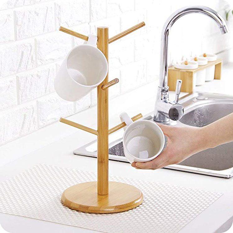 Fábrica directa creativa en forma de rama marca de taza de café de bambú drenaje taza de almacenamiento rack
