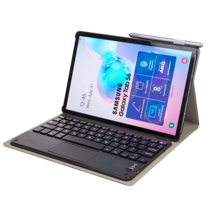 Suitable for Samsung S8 Backlit Touch Bluetooth Keyboard Case A8 Keyboard Pen Slot T500 Tablet T220 Leather Case
