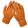 Gloves, winter knitted fleece non-slip keep warm fashionable set, increased thickness, wholesale