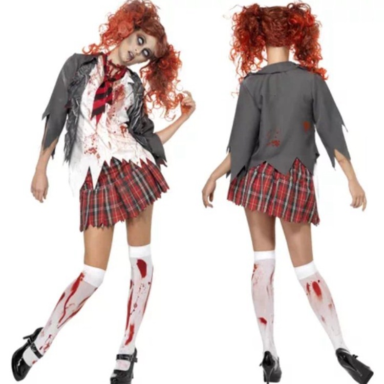 Stock al por mayor medias de sangre de Halloween, medias de sangre de pascua zombie, maquillaje de baile, disfraz de enfermería, medias sangrantes