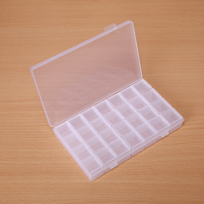 Pp transparent 28 independent lid compartment medicine box plastic jewelry beaded classification storage box parts storage box