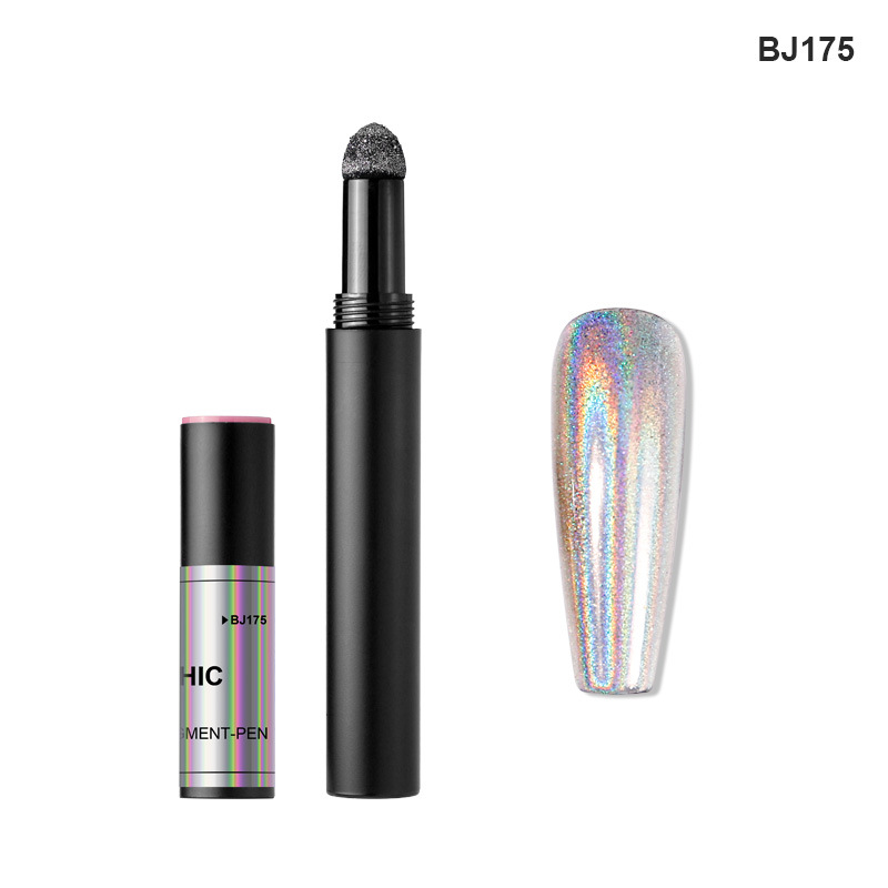 Concubina arte de uñas de lujo oro láser plata brillo espejo mágico pluma de la harina espejo cojín de aire pluma de color camaleón pluma mágica