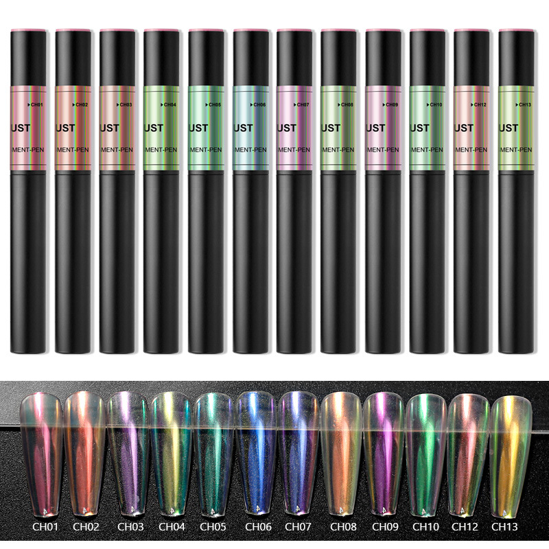 Princesa uñas belleza Arco Iris hielo polvo transparente serie gafas de sol cojín de aire pluma camaleón fantasma hielo en polvo transparente pluma mágica