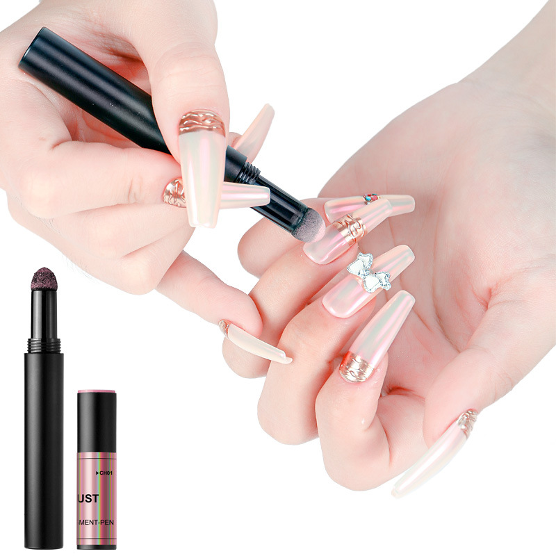 Princesa uñas belleza Arco Iris hielo polvo transparente serie gafas de sol cojín de aire pluma camaleón fantasma hielo en polvo transparente pluma mágica