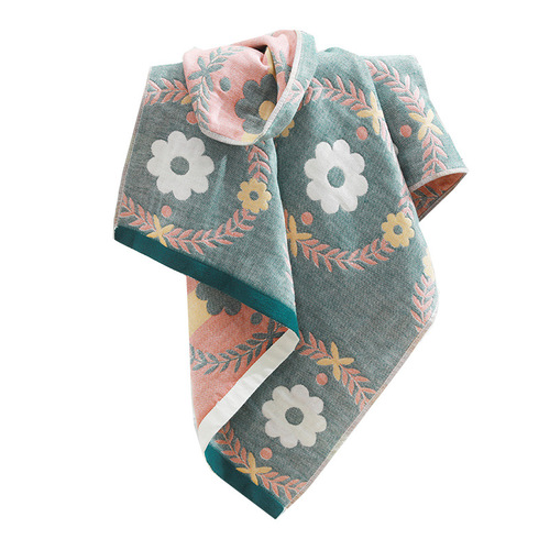Japanese pure cotton gauze bath towel, four-layer cotton, not easy to shed, household water-absorbent adult and child wrap enlarged towel