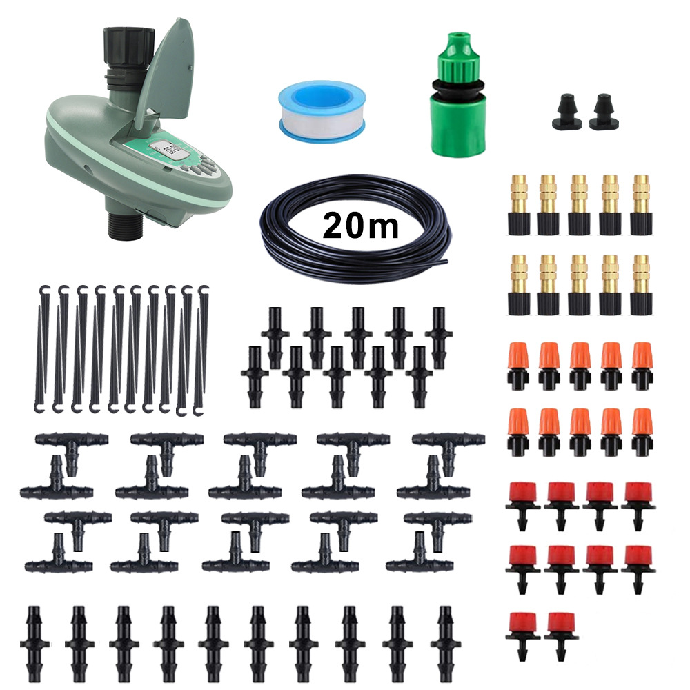 Set di irrigazione automatico a nebulizzazione per fiori, con timer, per giardino, di produzione europea e americana._voghion.com