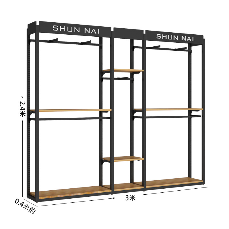 Estantes de exhibición de ropa para tienda de ropa masculina, estantes de exhibición de trajes de hierro forjado de varias capas, accesorios de exhibición de ropa