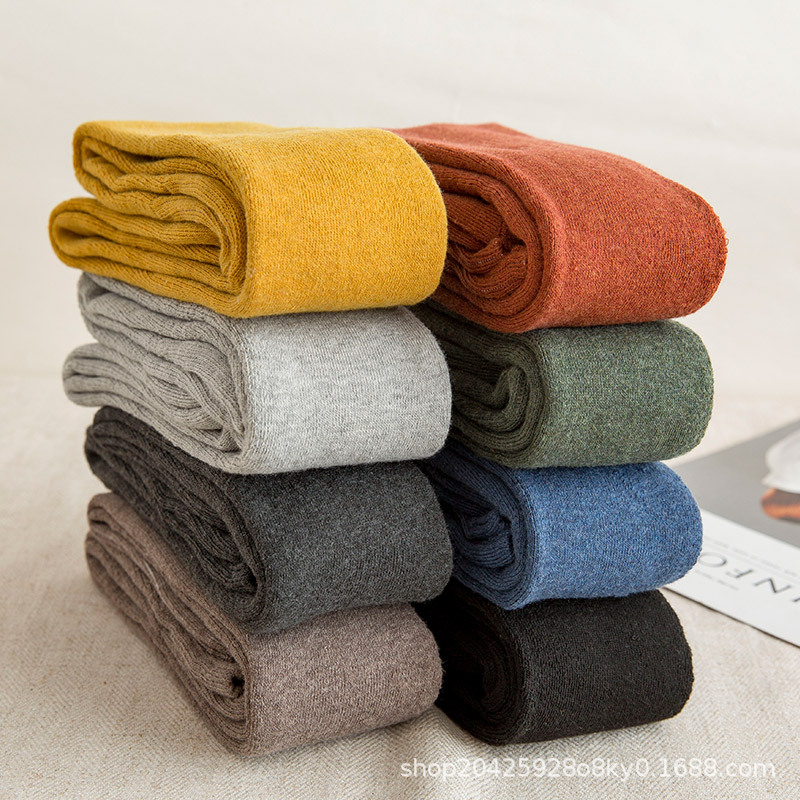 Medias de otoño e invierno de las mujeres de corte alto sobre la rodilla japonés forrado de lana gruesa caliente negro adelgazante muslo sobre la rodilla Calcetines