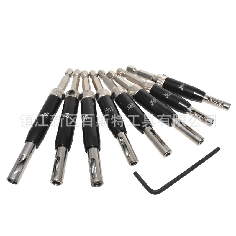 Hexagonal Handle Black and White Woodworking Hinge Drill Hinge Punching Positioning Drill Punching Locator Inch Twist Drill