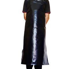 加厚加絨PU皮革防水圍裙白帶絨加長防油學校食堂食品圍裙廠家批發