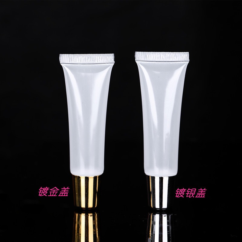 En stock manguera cosmética 5/10g de plástico brillante boca oblicua tapa de rosca brillo de labios tubo de bálsamo de labios al por mayor