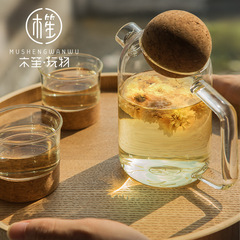 Nordic high temperature resistant high borosilicate glass boiling water teapot female cute household flower and fruit teapot transparent simple tea set