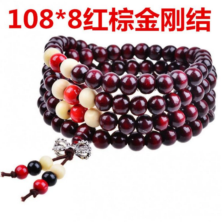 Сандал-wood 108‑бусин bracelet, 6 мм или 8 мм бусины, эластичный шнур, красно-коричневый или черный