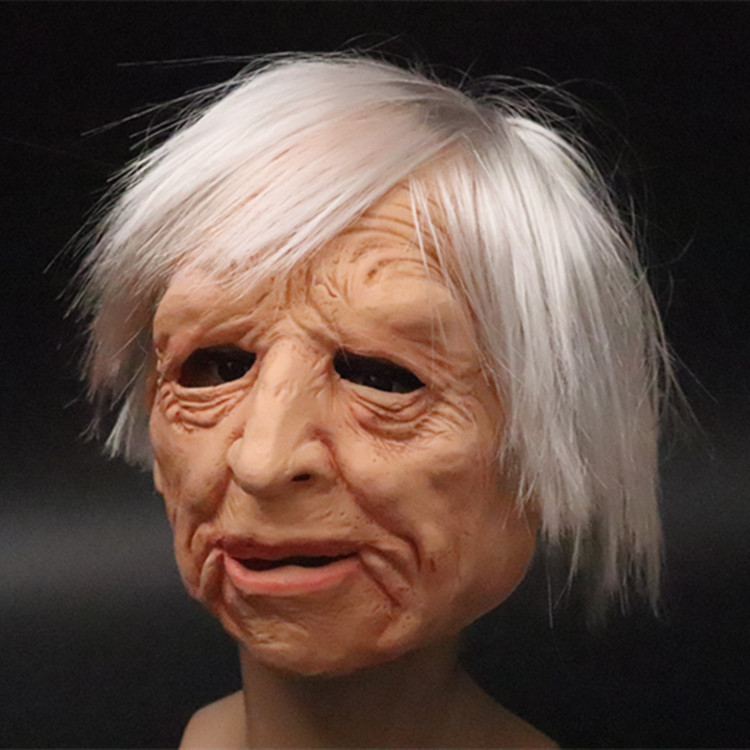 Barba blanca máscara de hombre viejo Santa Claus máscara de la cabeza cubierta de Halloween nuevo Calvo viejo hombre máscara de la peluca