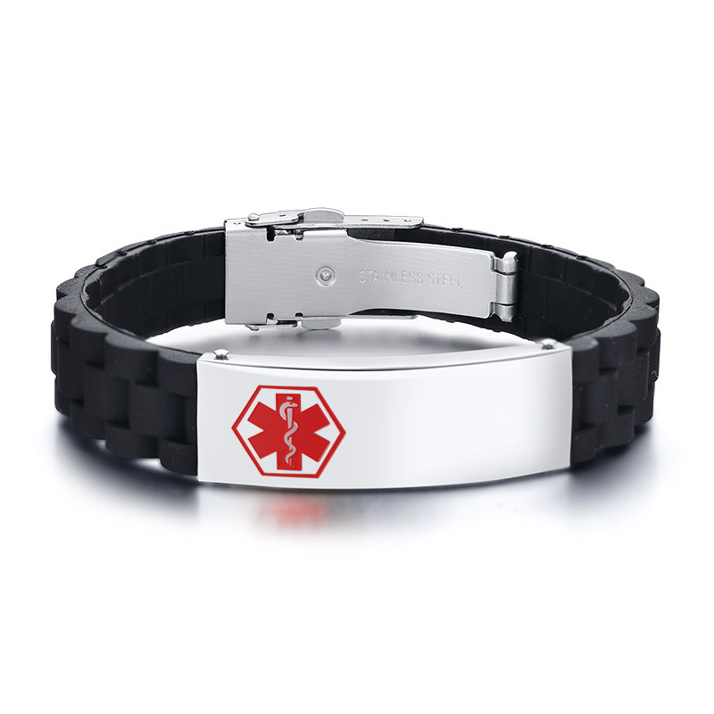 Fashionable red blue silicone bracelet stainless steel