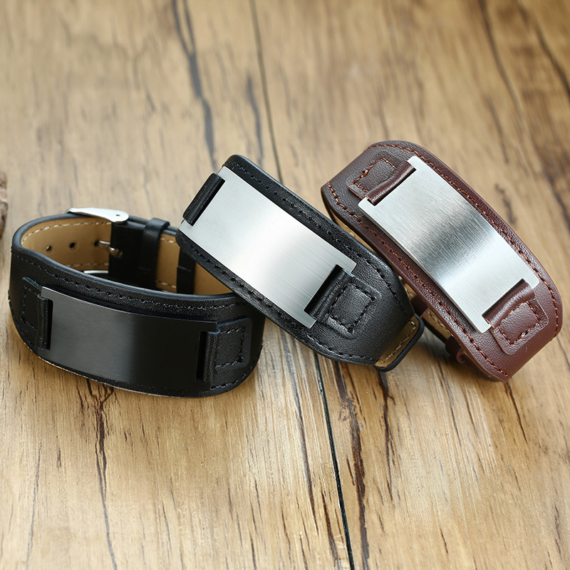 Black adjustable men's bracelet stainless steel