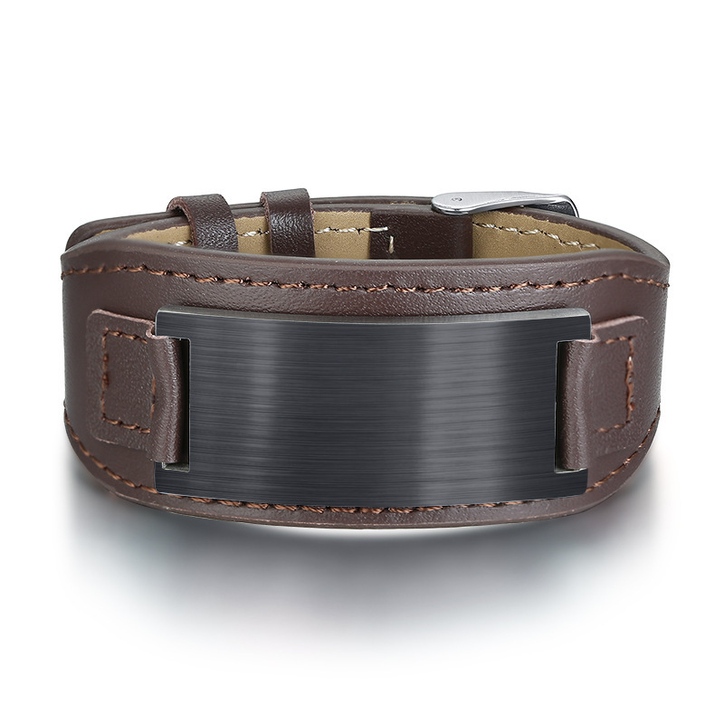 Black adjustable men's bracelet stainless steel