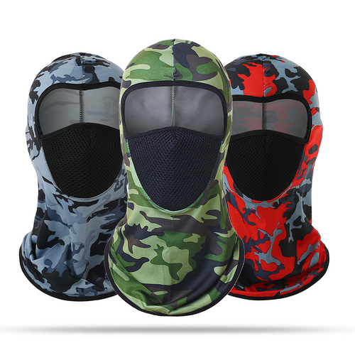 Outdoor sports hood, summer multifunctional sun protection facekini, breathable mesh full face hood, cycling mask