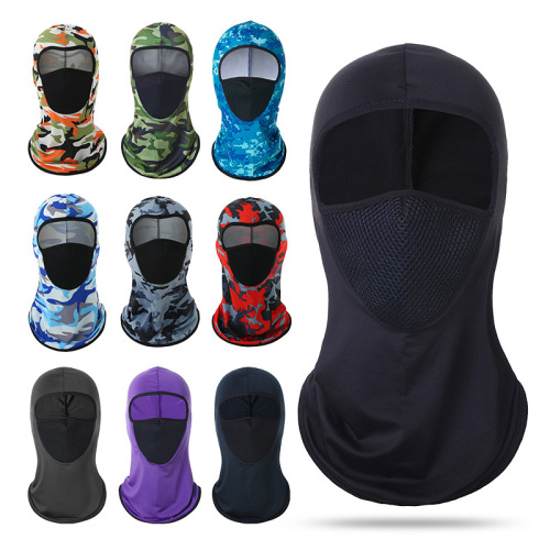 Outdoor sports hood, summer multifunctional sun protection facekini, breathable mesh full face hood, cycling mask