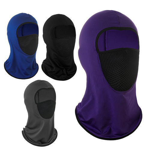 Outdoor sports hood, summer multifunctional sun protection facekini, breathable mesh full face hood, cycling mask