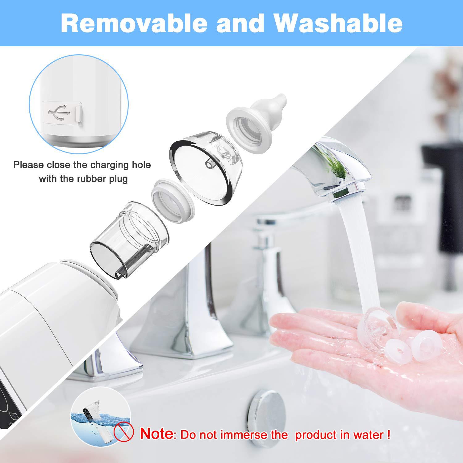 Amazon eléctrico impermeable lavable aspirador nasal bebé recién nacido limpieza de la nariz de silicona suave limpiador de la cabeza