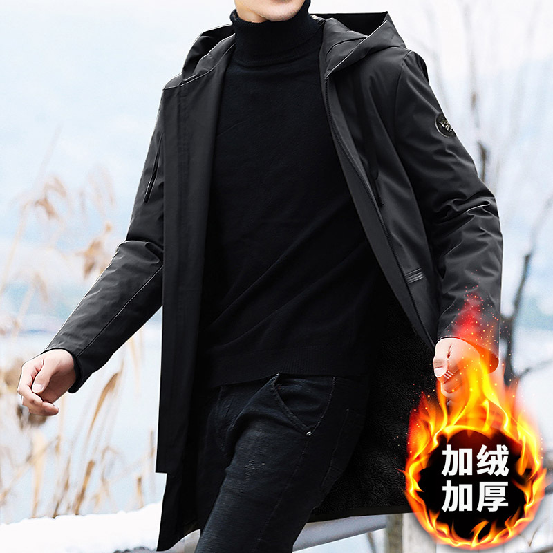 Chaqueta forrada de lana de invierno cazadora suelta de los hombres abrigo de longitud media moda superior más tamaño cálido abrigo de algodón acolchado al por mayor