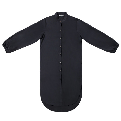 Women's Long Loose Stand Collar Shirt with Long Sleeve Casual Fashion Solid Color Leisure Amazon Hot Sale