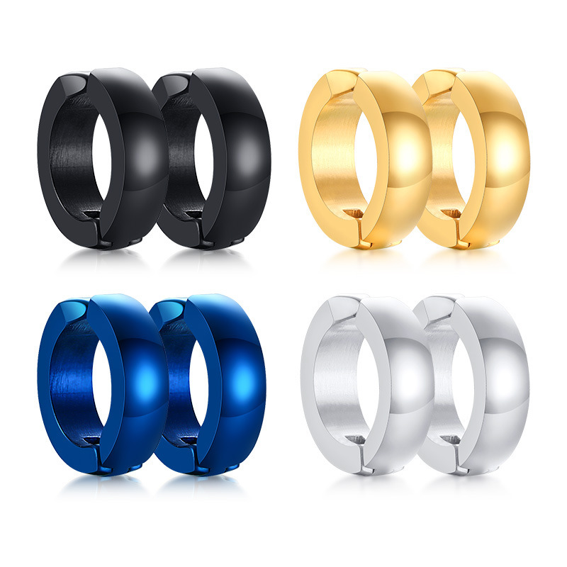 Titanium steel earrings no hole ear clip stainless steel light ear clip hip hop men's jewelry circle ear buckle EH-116