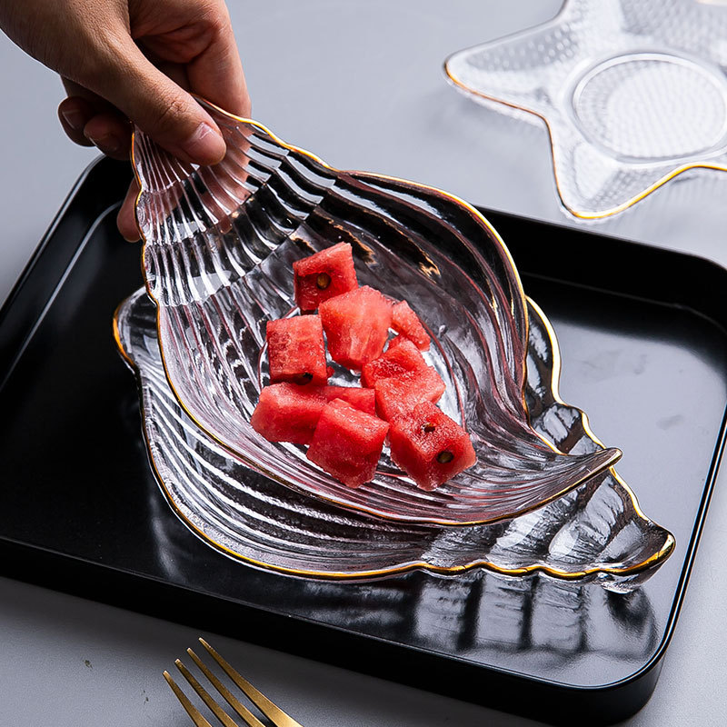 Songjiang Ocean Series Glass Tableware Nordic Phnom Penh Glass Bowl Irregular Conch Plate Scallop Internet Celebrity Dinner Plate