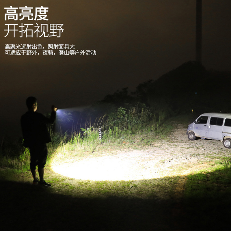 Detección de luz transfronteriza T6 linterna USB carga al aire libre linterna LED Detección de luz de emergencia camping linterna de luz fuerte al por mayor