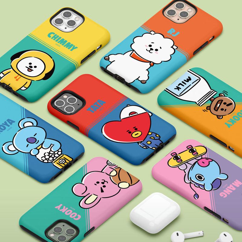Korean BT21 Bulletproof TATA Phone Case Protective Case Full-Coverage Drop-Resistant Double-Layer Thermal Transfer PC Phone Case