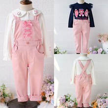 日本潮牌ST秀兰邓波秋季新款童装日系女宝公主风兔耳朵背带裤长裤